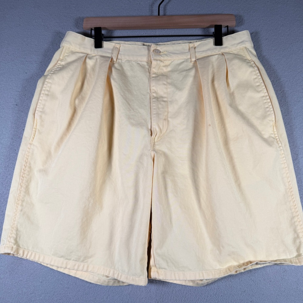 Vintage Polo Ralph Lauren Mens Pleated Chino Shorts Yellow Cotton 36 5806087BR
